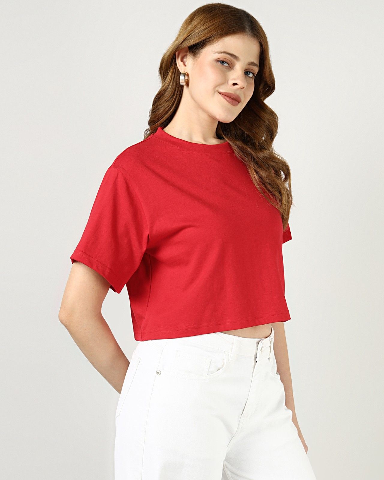Red Crop top with Japan City Print